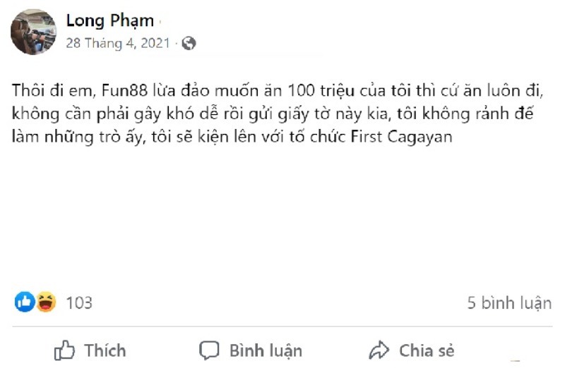 Tin đồn Fun88 lừa đảo